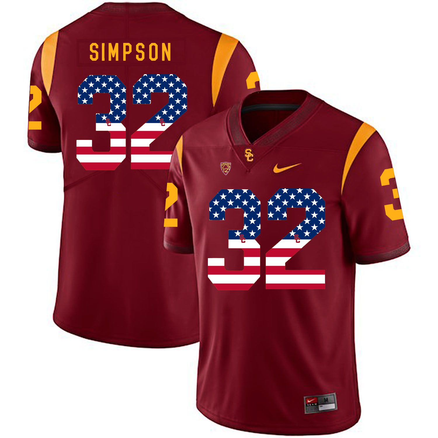 Men USC Trojans #32 Simpson Red Flag Customized NCAA Jerseys->customized ncaa jersey->Custom Jersey